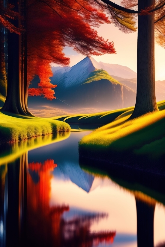 4k Ai Generated Art, 3d With Illustrator, Sunset, Sky, Sun, Travel