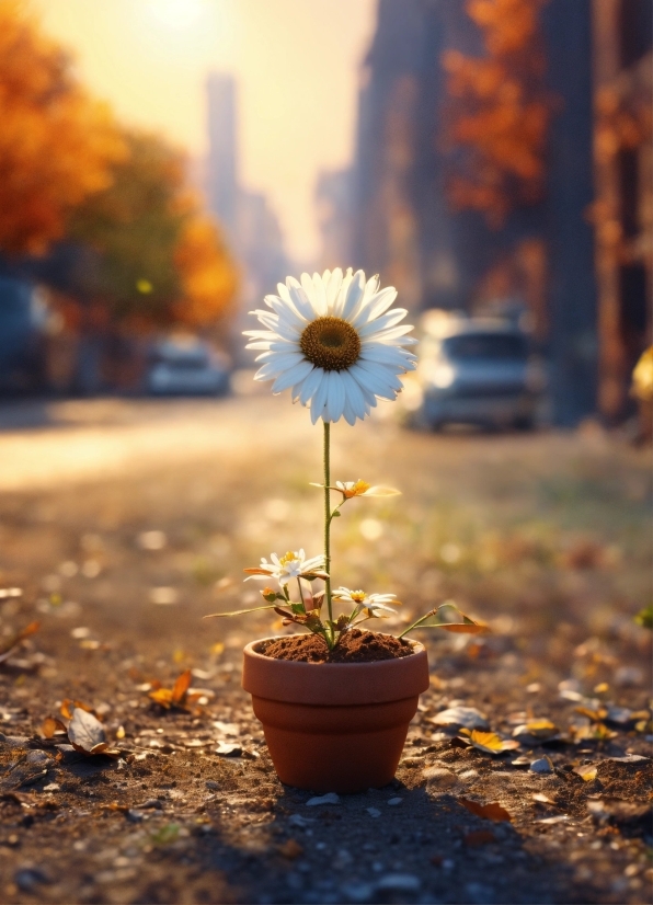 4k Loop Background Video, Flower, Pot, Plant, Sunflower, Chamomile