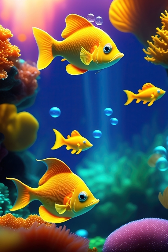 Ai Animation From Video, Art Generating Ai, Seawater, Fish, Underwater, Sea