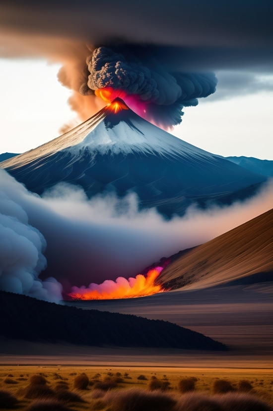 Ai Based Photo Editor Online Free, Ai Background Images Hd, Volcano, Mountain, Natural Elevation, Sun