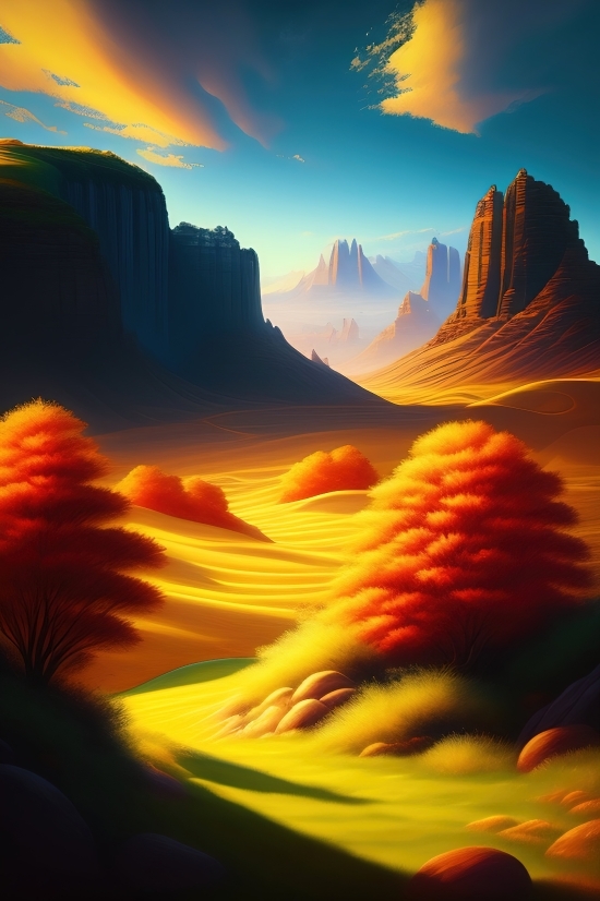 Ai Canvas Art, Online Adobe Ai, Sunset, Sun, Landscape, Sky