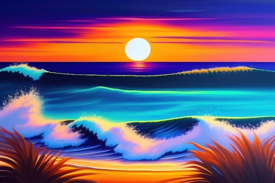 Ai Cartoon Video, Aiseo Art, Seascape, Light, Wallpaper, Sun