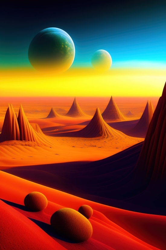 Ai Created Art Website, Ai Create Image From Text Online, Dune, Desert, Sunset, Sun