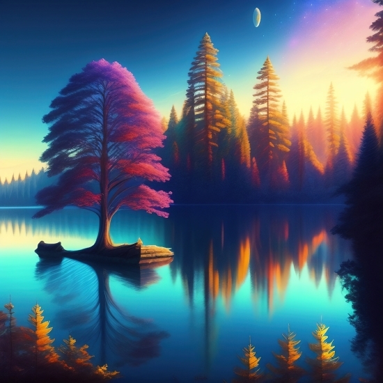 Ai Crop Image, Photo To Ai Art Free, Reflection, Sky, Lake, Landscape