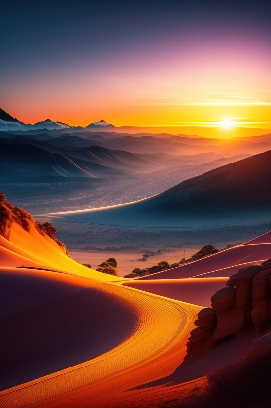 Ai Drawing For Free, Make Your Own Ai Art, Dune, Sand, Sunset, Landscape