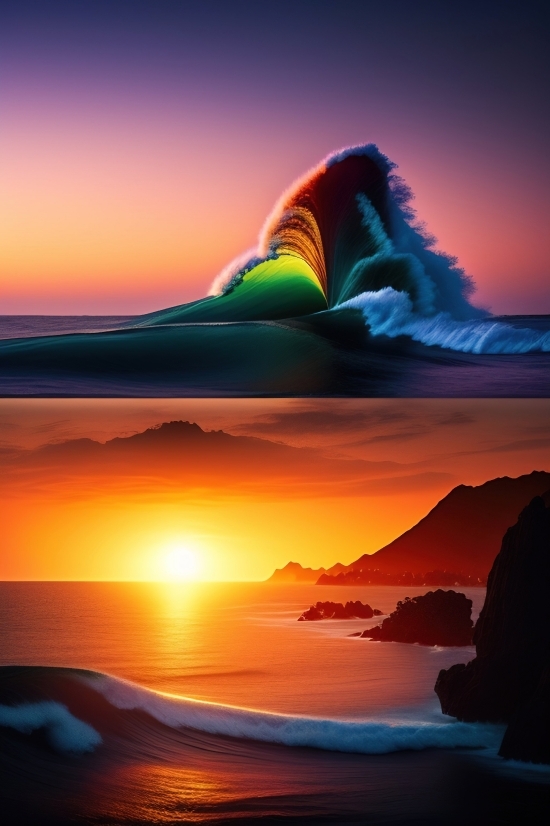 Ai Generated Animated Video, Ai Graphic Design Tools, Sunset, Sun, Sunrise, Sea