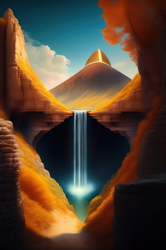 Ai Generated Anime Images, Ai Generated 3d Art, Canyon, Ravine, Valley, Sunset