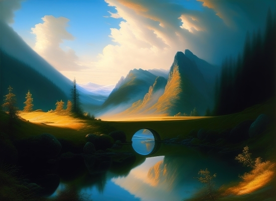 Ai Generated Image Free Online, Ai Generated Artwork Wins, Sunset, Sun, Sky, Landscape