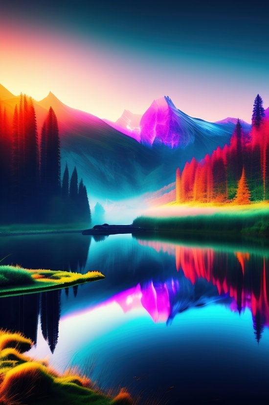 Ai Generator Images Free, Free Ai Sharpen Image, Reflection, Lake, Picture, Art