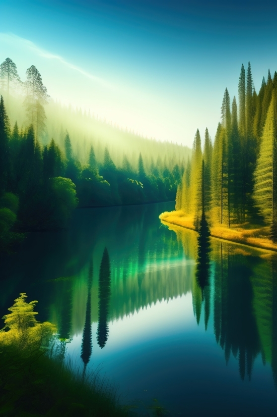 Ai Image Generator Website Free, Quick Ai Art Generator, Reflection, Lake, Forest, Tree