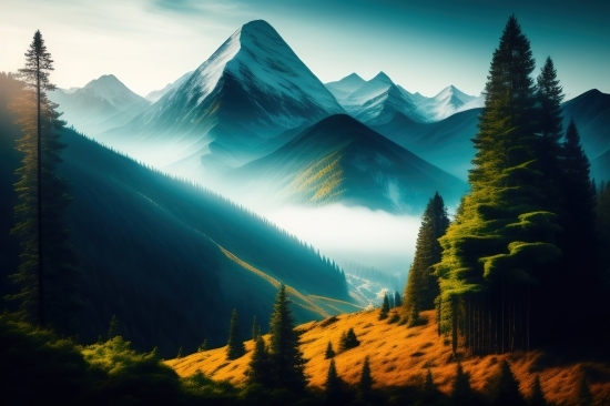 Ai Online Art, Generate Ai Images From Text Free, Mountain, Glacier, Landscape, Lake