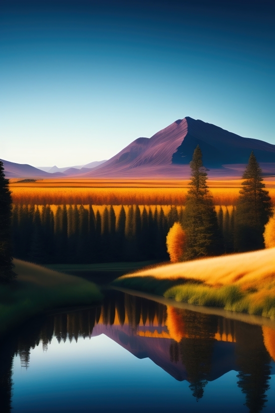 Ai Painting Sold, Ai Painting Generator Free Online, Lake, Reflection, Landscape, Water