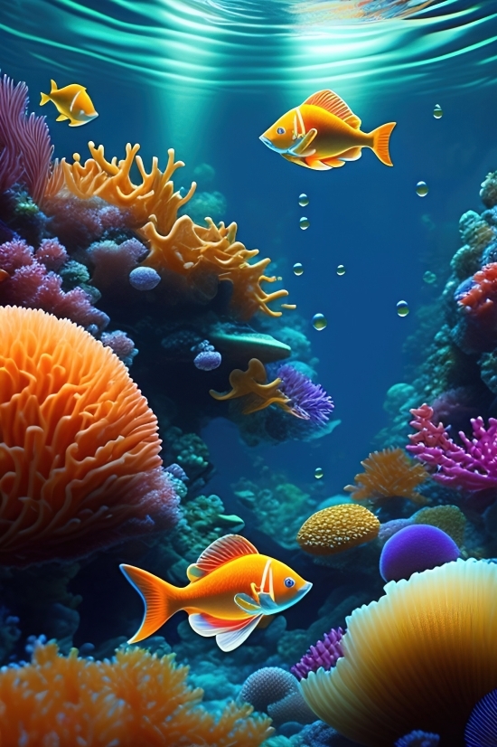 Ai Short Video Generator, Ai Upscale Image, Anemone Fish, Underwater, Reef, Coral