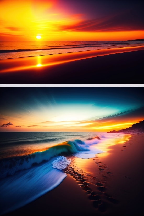 Ai Upscale Video Software, Ai Art Online, Sun, Sunset, Star, Sea