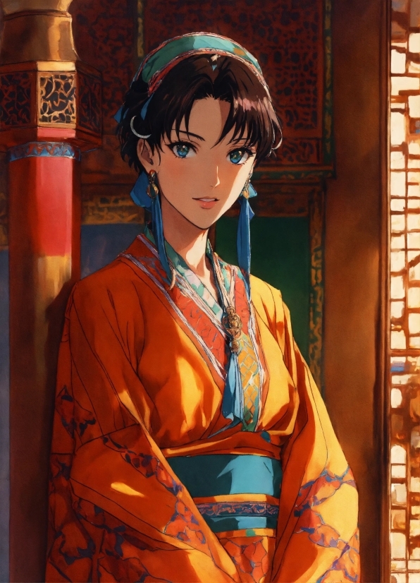 Animated Backdrops, Kimono, Robe, Garment, Clothing, Portrait