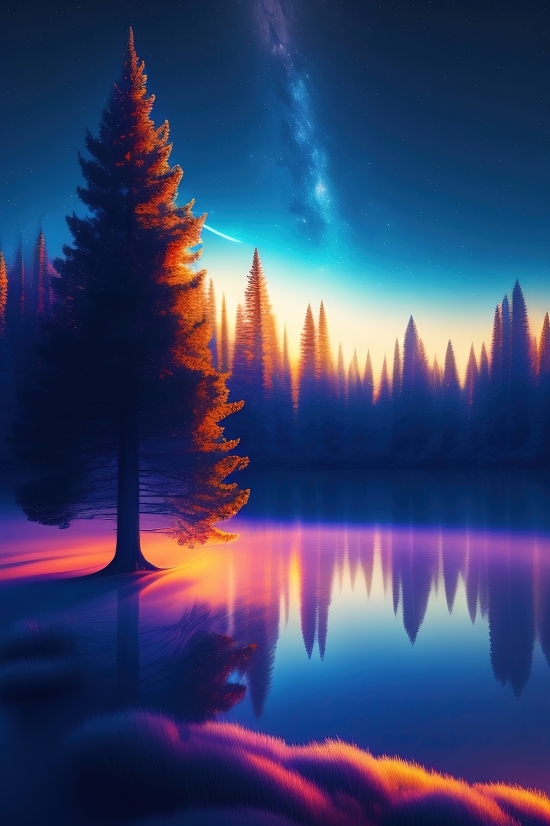 Artwork With Ai, Artwork With Ai, Lake, Reflection, Sky, Water