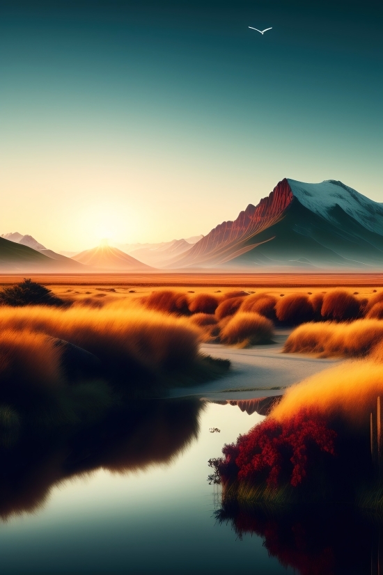 Best Ai Artwork, Anime Photo Ai, Sunset, Sky, Landscape, Sun