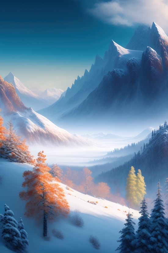 Best Ai For Concept Art, Online Ai Generated Art, Mountain, Snow, Lake, Glacier