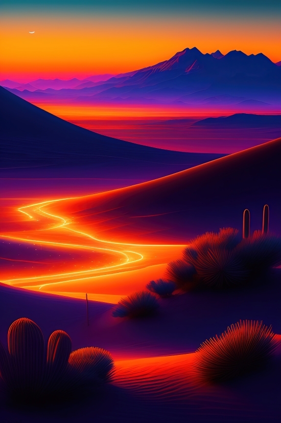 Best Midjourney Art, The Ai That Creates Any Picture, Sun, Desert, Sunset, Sky