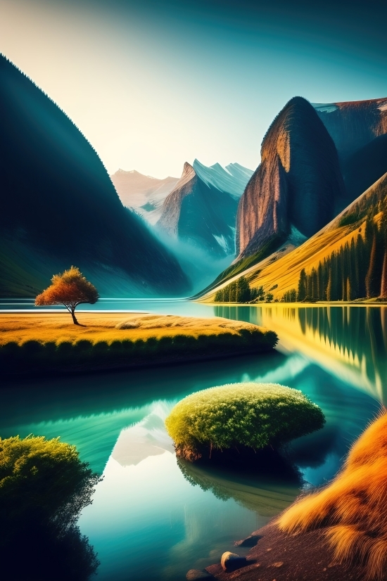 Chatgpt Ai Art, Openai Text To Image, Canyon, Landscape, Ravine, Water