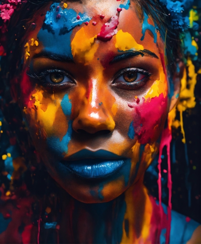 Colorfulness, Eyebrow, Eyelash, Paint, Art, Headgear