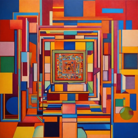 Colorfulness, Rectangle, Orange, Art, Magenta, Symmetry