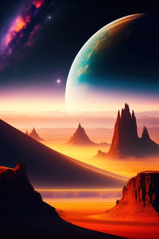 Cyberpunk Ai Art, Free Ai Generator Photo, Sun, Sunset, Sky, Star