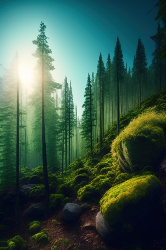 Deepai Art Generator, Deepai Art Generator, Forest, Sun, Landscape, Tree