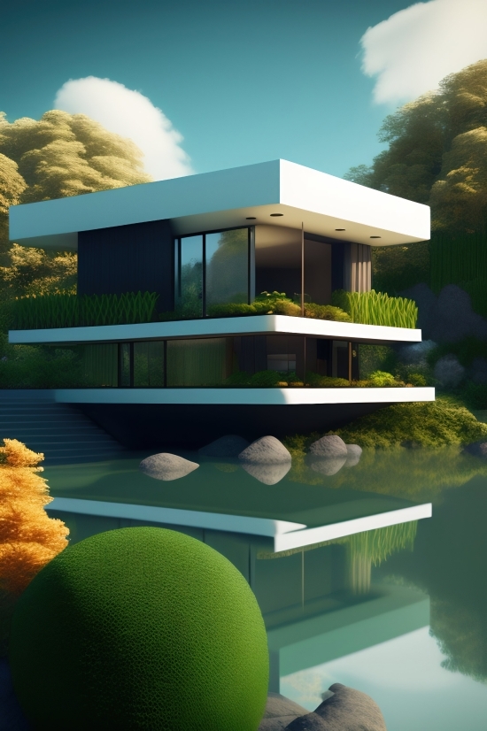 Free Ai Photo Generator, Gpt 3 Ai, Villa, Water, Sky, Building