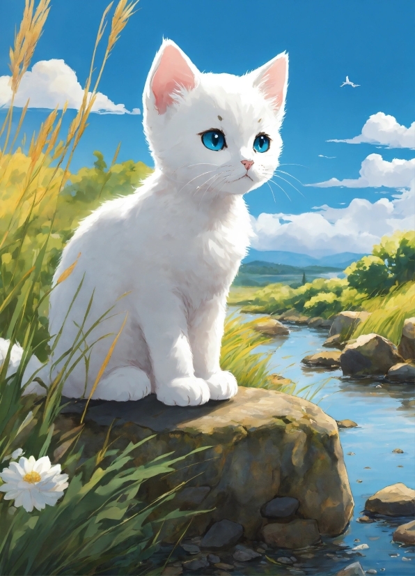 Free Looping Video Backgrounds, White, Cat, Kitty, Animal, Kitten