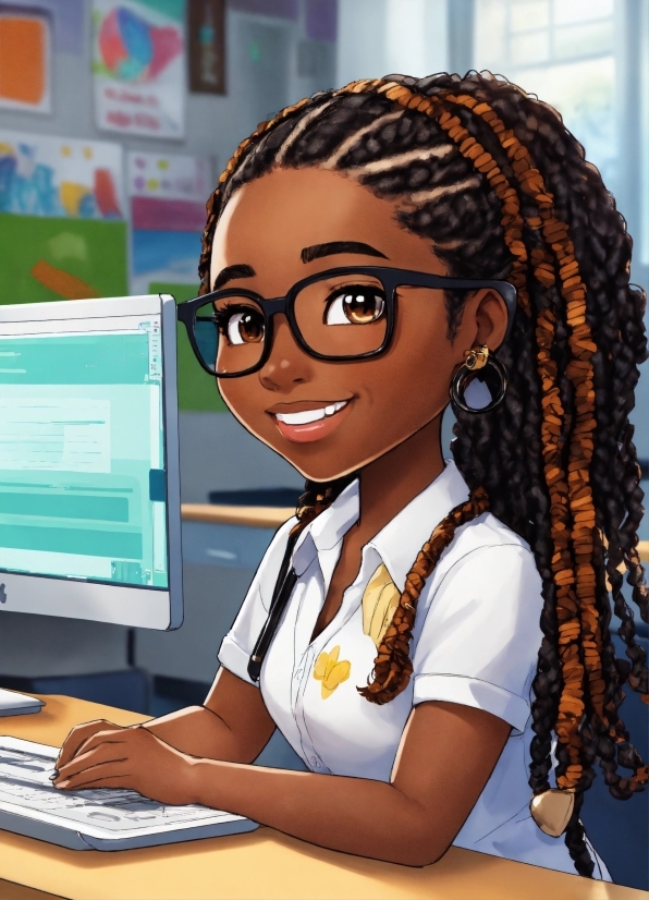 Free Video Clip Download Without Copyright, Glasses, Computer, Cornrows, Personal Computer, Smile