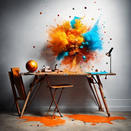 Free Video Footage Background, Furniture, Table, Paint, Orange, Art