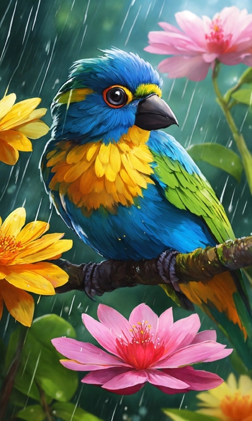 Free Video Footage Background, Macaw, Parrot, Bird, Flower, Yellow