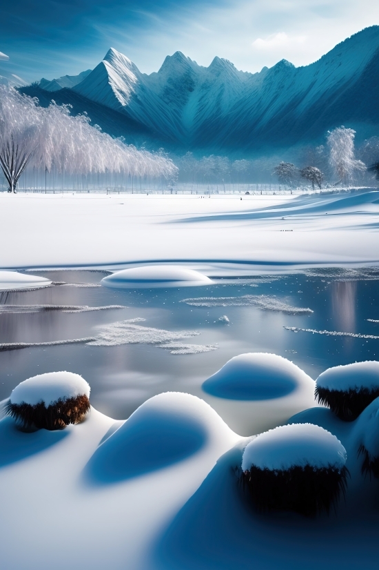 Generate Ai Image Online, Ice, Water, Snow, Landscape, Background