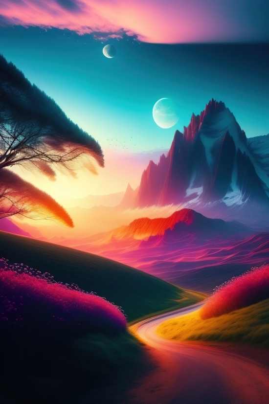 Graphic Design Using Ai, Prompt Ai Art Generator, Sun, Mountain, Volcano, Sunset