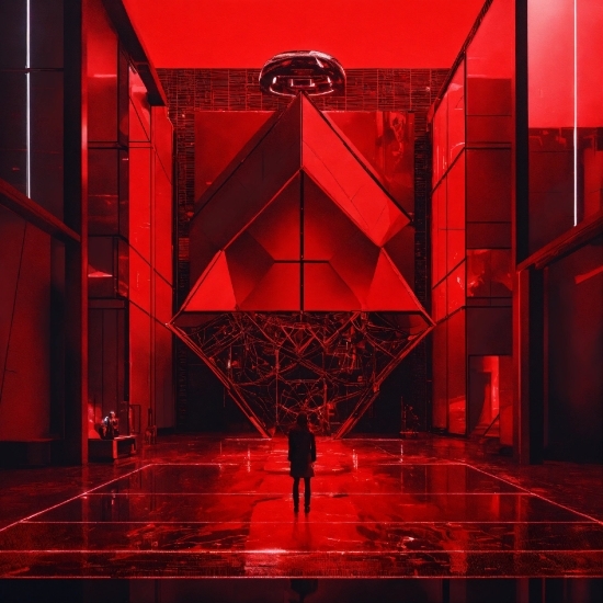 Interior Design, Red, Wall, Flooring, Symmetry, Triangle