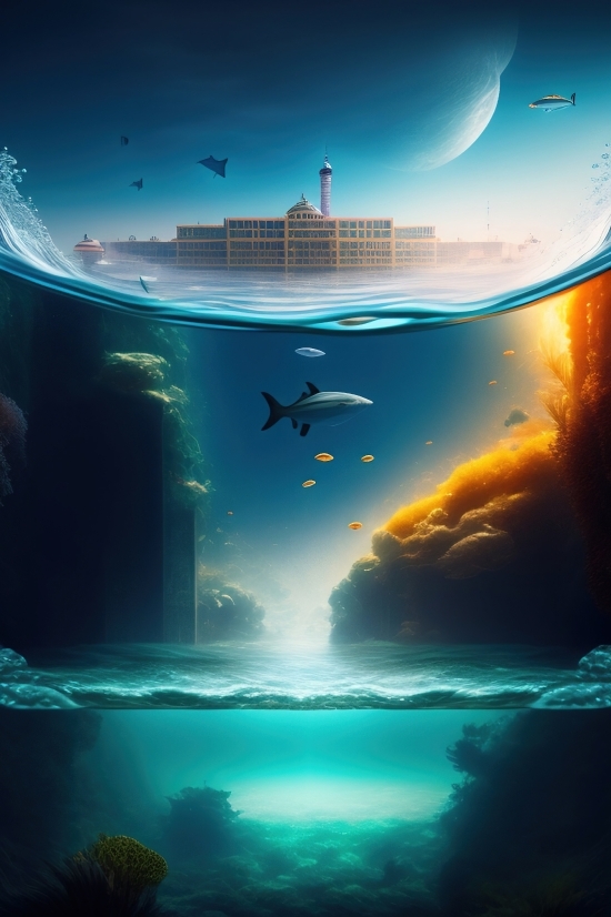 Open Source Image Generation, Open Source Image Generation, Aquarium, Sun, Planet, Sea