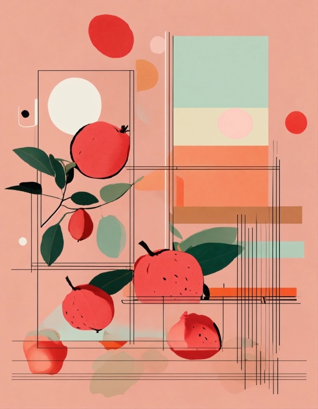 Plant, Art, Pink, Red, Line, Rectangle