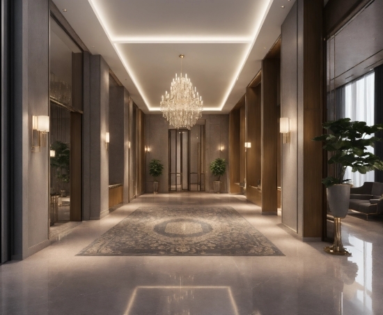 Plant, Building, Hall, Interior Design, Lighting, Decoration