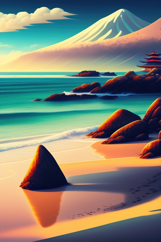 Plask Animation, Free Picture Ai, Sunset, Seascape, Dune, Sand