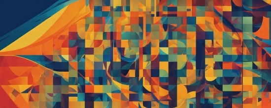 Rectangle, Azure, Leaf, Textile, Orange, Art