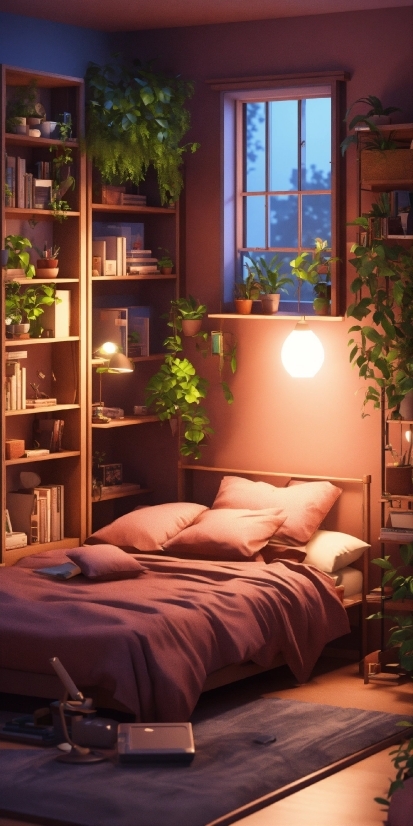 Room, Bedroom, Furniture, Interior, Lamp, Home