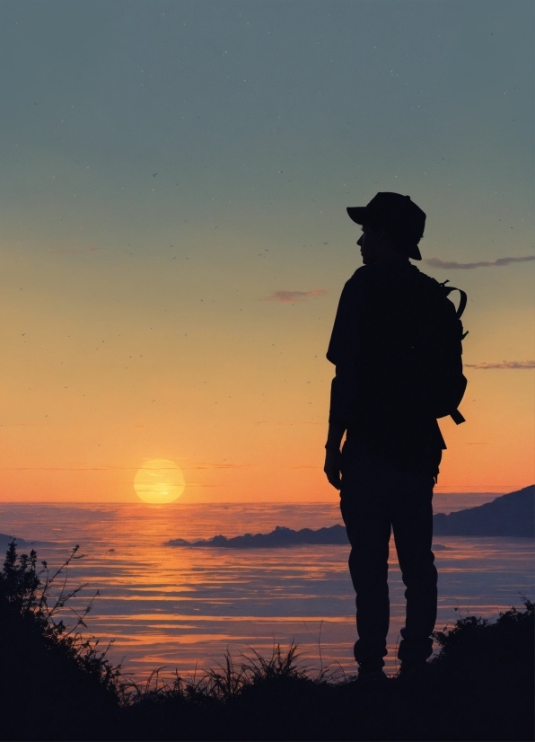 Royalty Free Film Clips, Fisherman, Sunset, Lighting, Silhouette, Beach