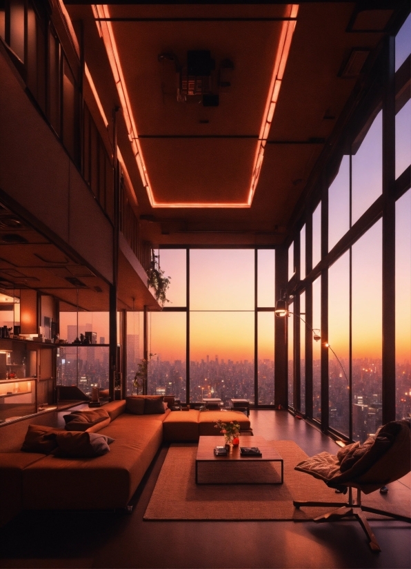 Sky, Building, Table, Orange, Lighting, Architecture