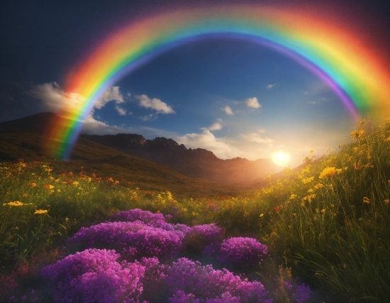 Video Background Effects, Rainbow, Plant, Sky, Ecoregion, Cloud