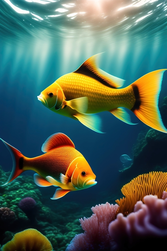 Wombo Dream Ai Art, Wombo Dream Ai Art, Goldfish, Underwater, Aquarium, Fish