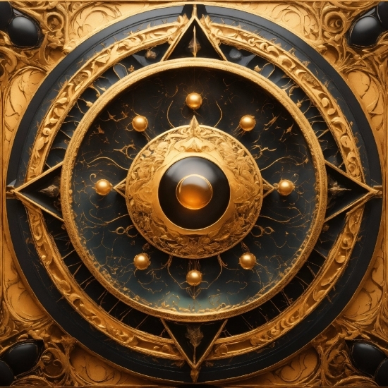 Ai Art Generator With Photo, Gold, Amber, Symmetry, Circle, Pattern