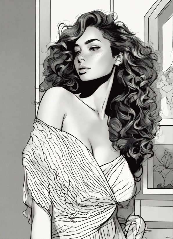 Ai Artwork Generator Free, Hair, Eyebrow, Sleeve, Style, Black-and-white