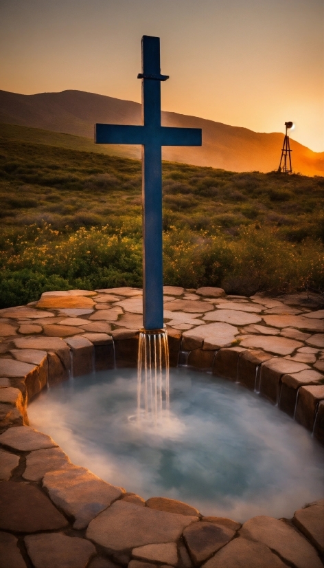 Ai Image Enlarger Online, Water, Sky, Light, Fountain, Mountain