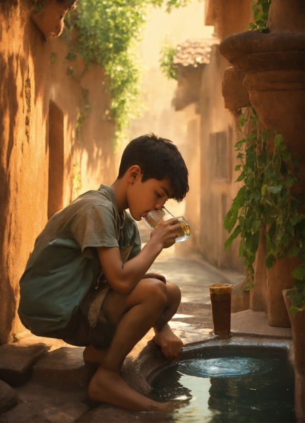 Ai Photo Retouch Online, Water, Plant, Temple, Flowerpot, Shorts